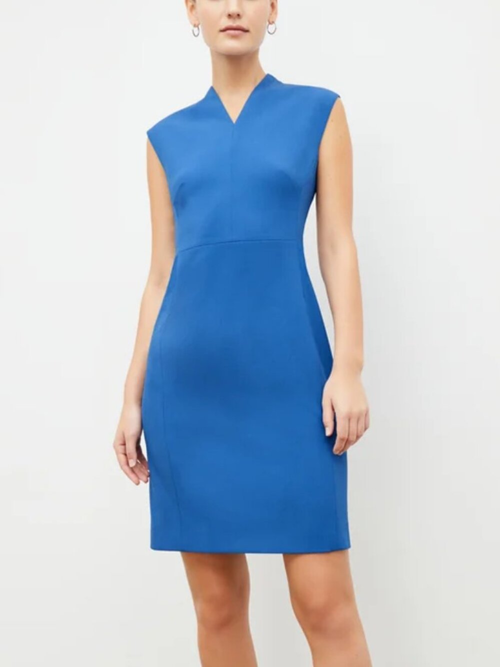 MM LaFleur Aditi sheath dress Santorini blue 16 sleeveless V-neck